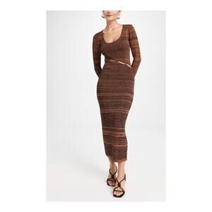 Wayf Brown Marled Cutout Midi Dress